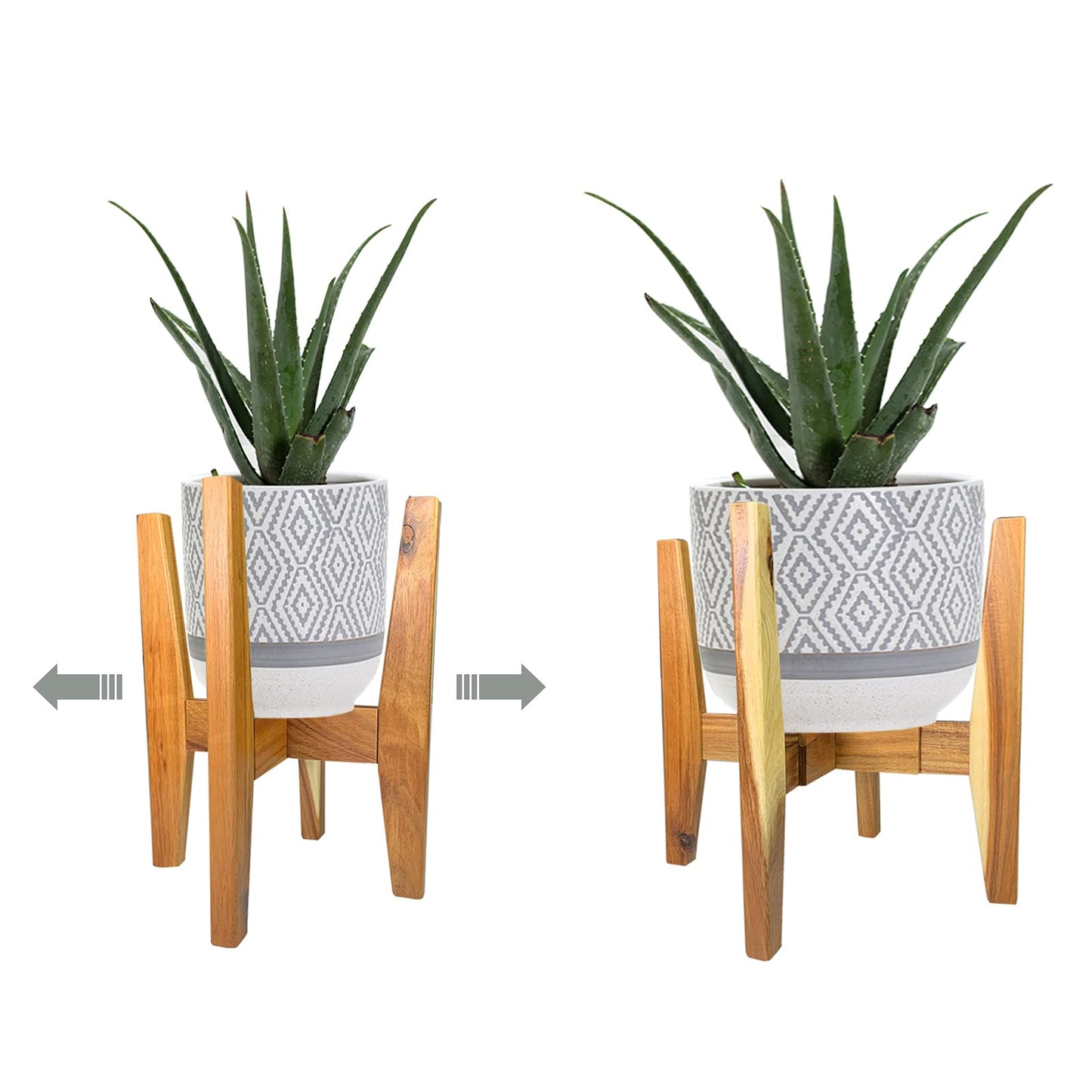 SOTECH Plant Stand - Adjustable Modern Indoor Plant Holder Mid Century Modern Plant Stand & Large Pots Sizes 8 9 10 11 12 inches Bamboo wood Plant Stands Plant Holder