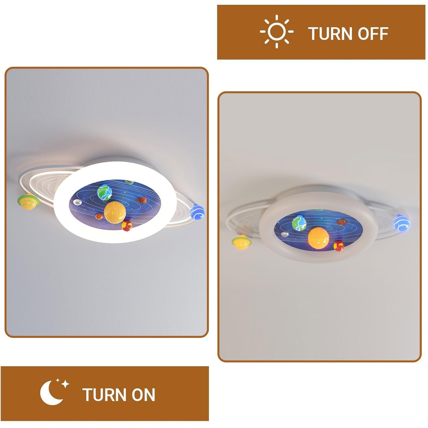 YXTSIMV LED Ceiling Lamp Modern Dimmable Creative (with Remote Control Device) 24.8-inch Universe Planet Acrylic Lampshade Suitable for Children's Room Nursery Kindergarten Girls/Boys Room