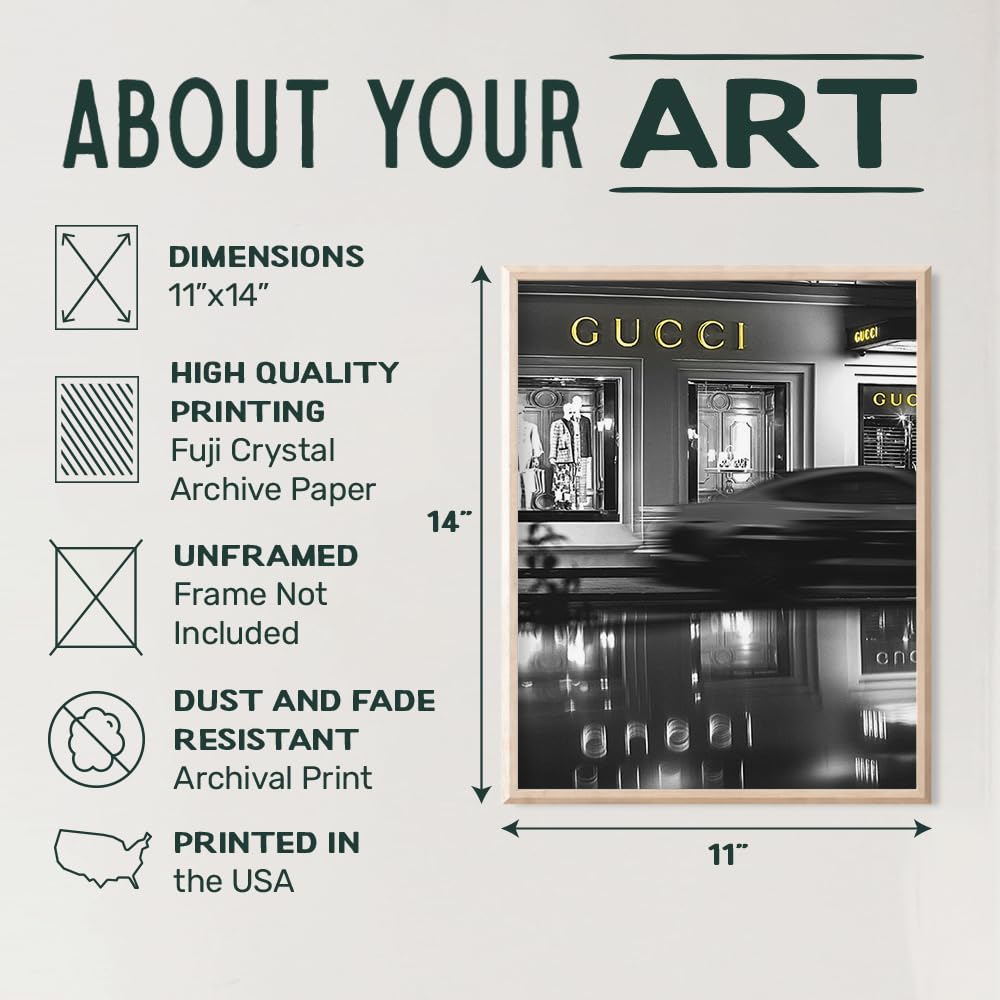 Luxury Wall Art For Women 11x14 - Fashion Wall Art for Girls - Designer Art - Glam Print for Women - Luxury Living Room Decor - Designer Living Room Decor - Glam Art
