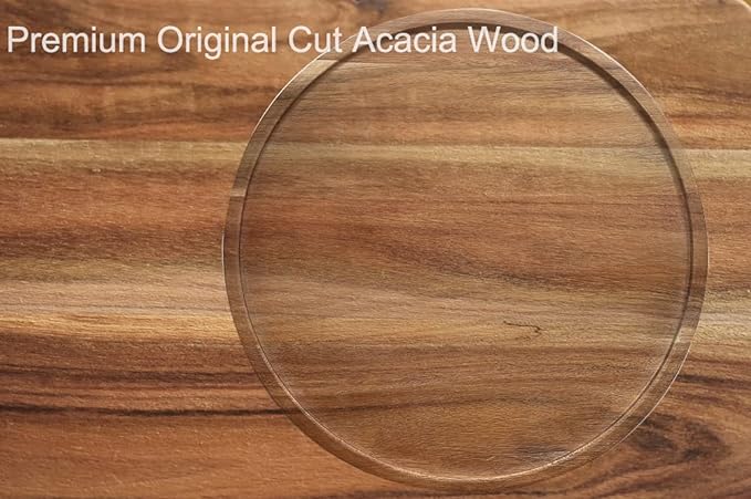 10" Two-Tier Acacia Wood Lazy Susan Organizer Kitchen Turntable for Cabinet Pantry Table Organization