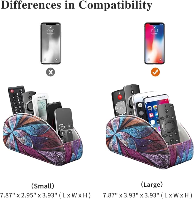 YAPISHI Remote Control Holder, 5 Compartments TV Remote Holder Caddy for Table, Nightstand Organizer for Remotes/Media Controllers/Office Supply, Bedside Decorations for Living Room， PU Leather