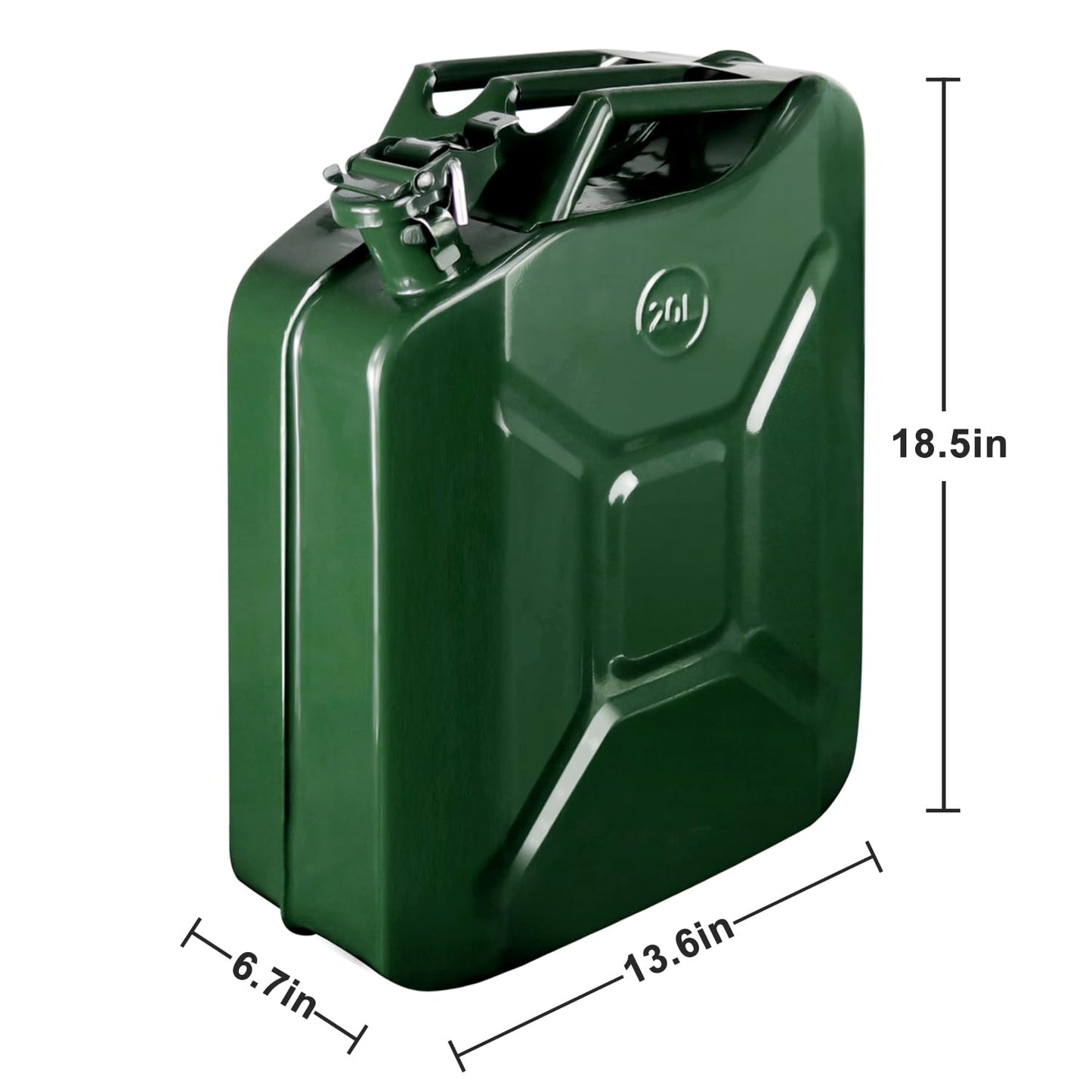 5 Gallon Metal Watering Can, Outdoor Storage Jar with Removable Spout, 20L Sturdy Water Can with Handle, Easy to Carry, Green