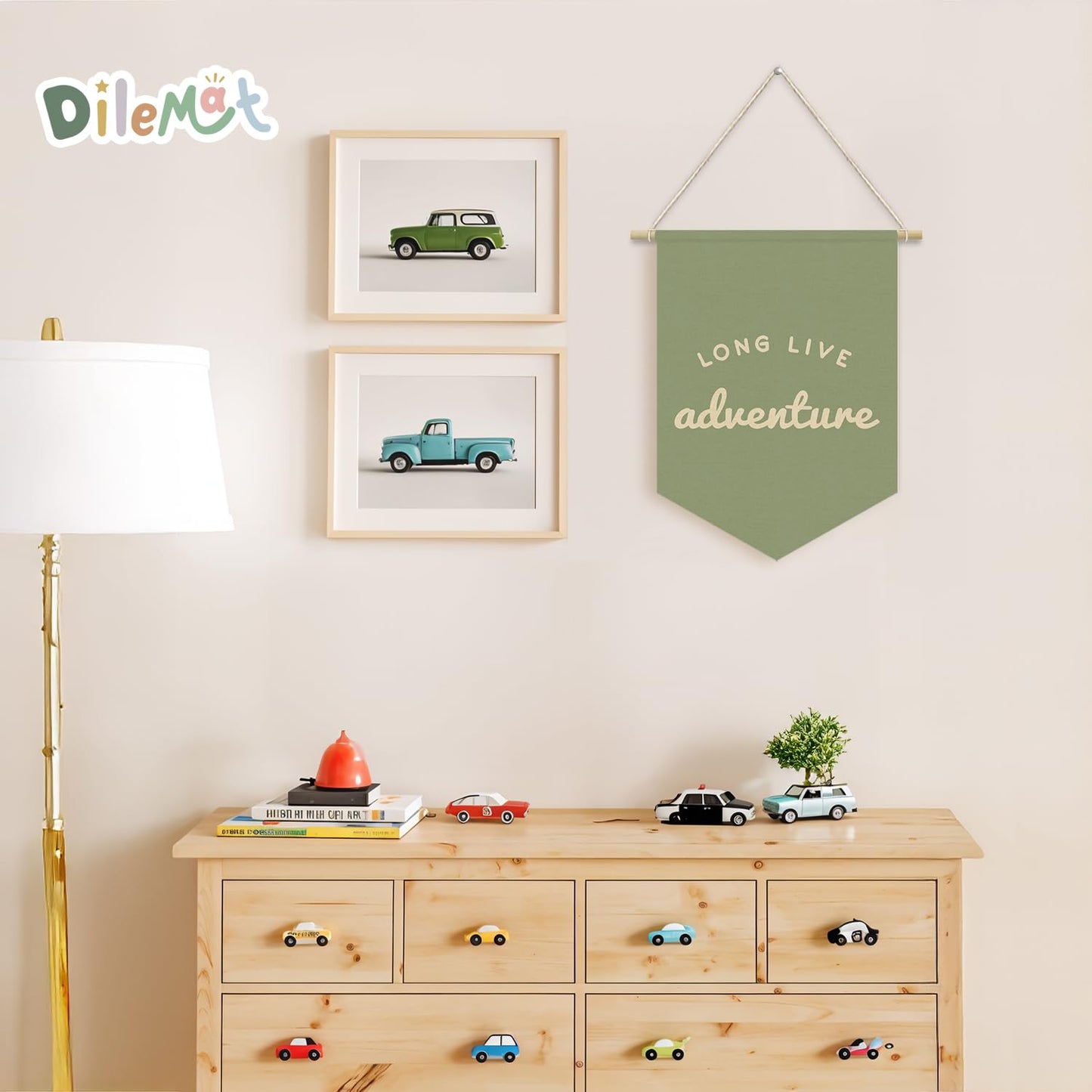 Dilemat Sage Green Playroom Decor,Boy Nursery Decor,Long Live Adventure Linen Pennant Banner,Camper Decor Wall Hanging for Toddler Decorations,Boy Room,Nursery,Playroom