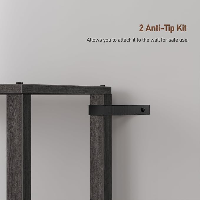 TUTOTAK Bookshelf, 6-Tier Tall Book Shelf, Narrow Bookcase for Small Space, DIY Stackable Bookshelf, for Living Room, Office, Study, Entryway, Industrial, Charcoal Grey BS01BY006