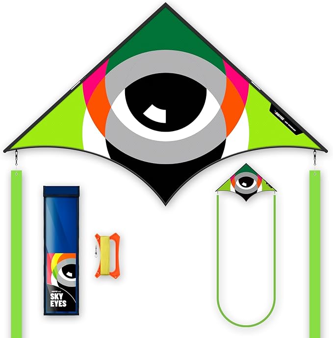 Delta Kites for Kids & Adults，Extremely Easy to Fly，Single Line Beach & Park Kite for Family Outdoor Games & Activities (Eye of The Sky)