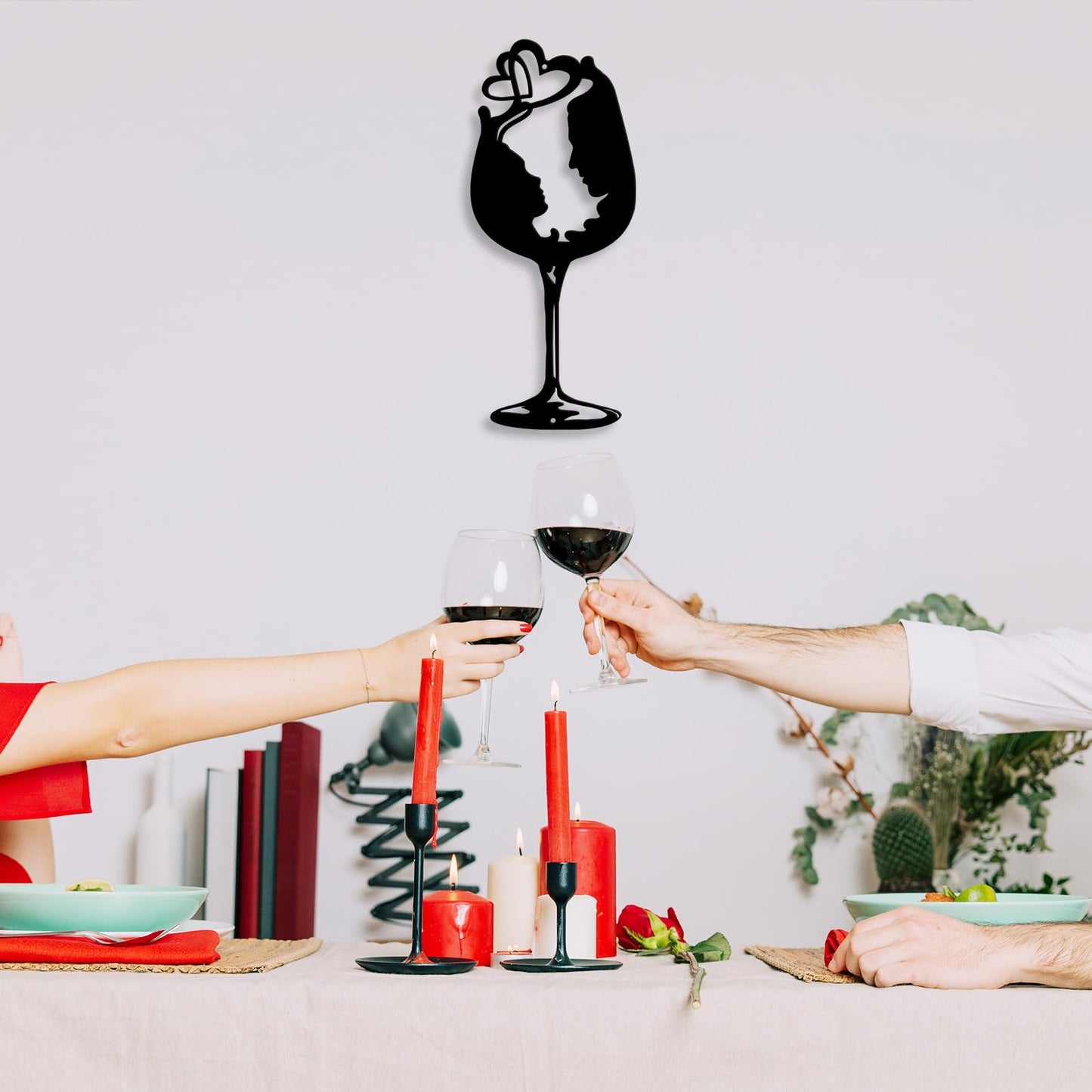 Kas Home Abstraction Wine Cup Metal Wall Art (6.6L x16W)