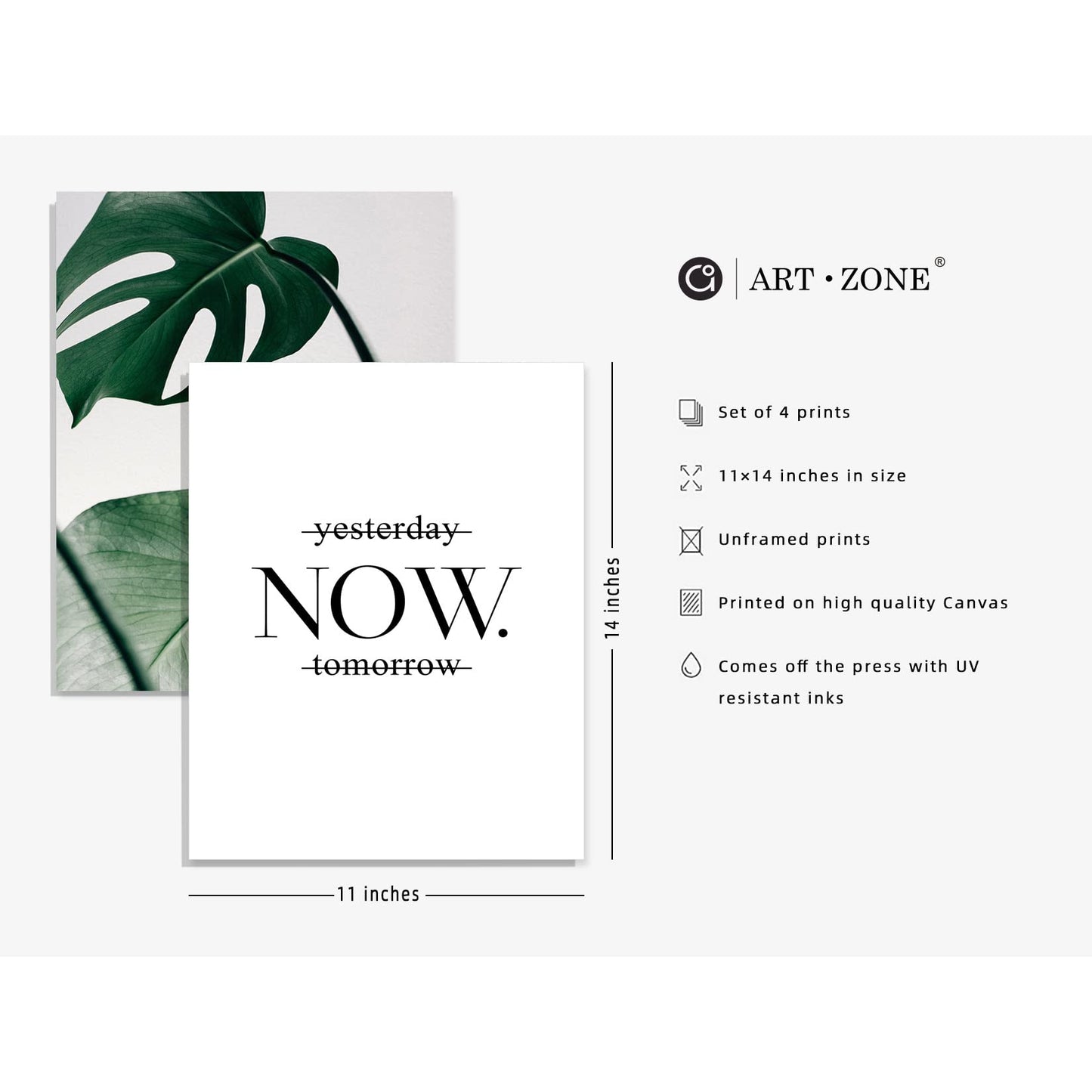 Botanical Prints Poster Wall Decor, Motivational Wall Art Prints Poster, 11x14 Canvas Prints Unframed Set of 4, Plant Posters Aesthetic for Bedroom