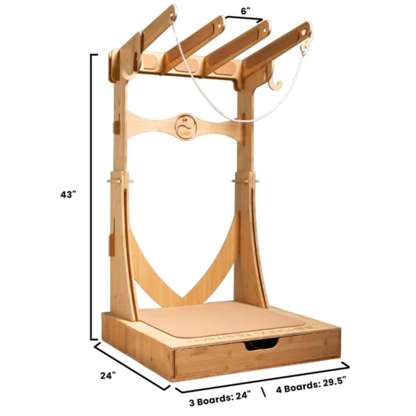 LISS Spirit Rack, Vertical Surfboard Rack Stand Holder for 3 & 4 Boards, Indoor Surf Rack Storage Display for Longboard, Shortboard, Snowboard, Wakeboard, Skateboard Up to 10Ft Long
