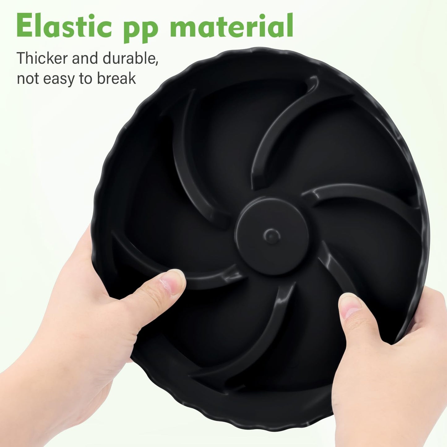 ittyfei 6 Pack 8 Inch Plant Trays for Pots, Raised Ridge Plant Saucers,6 10 12 14 Inch Durable Plastic Plant Pot Saucer,Black Round Plant Water Catcher Tray for Indoors and Outdoors(Black, 8‘’6pack)