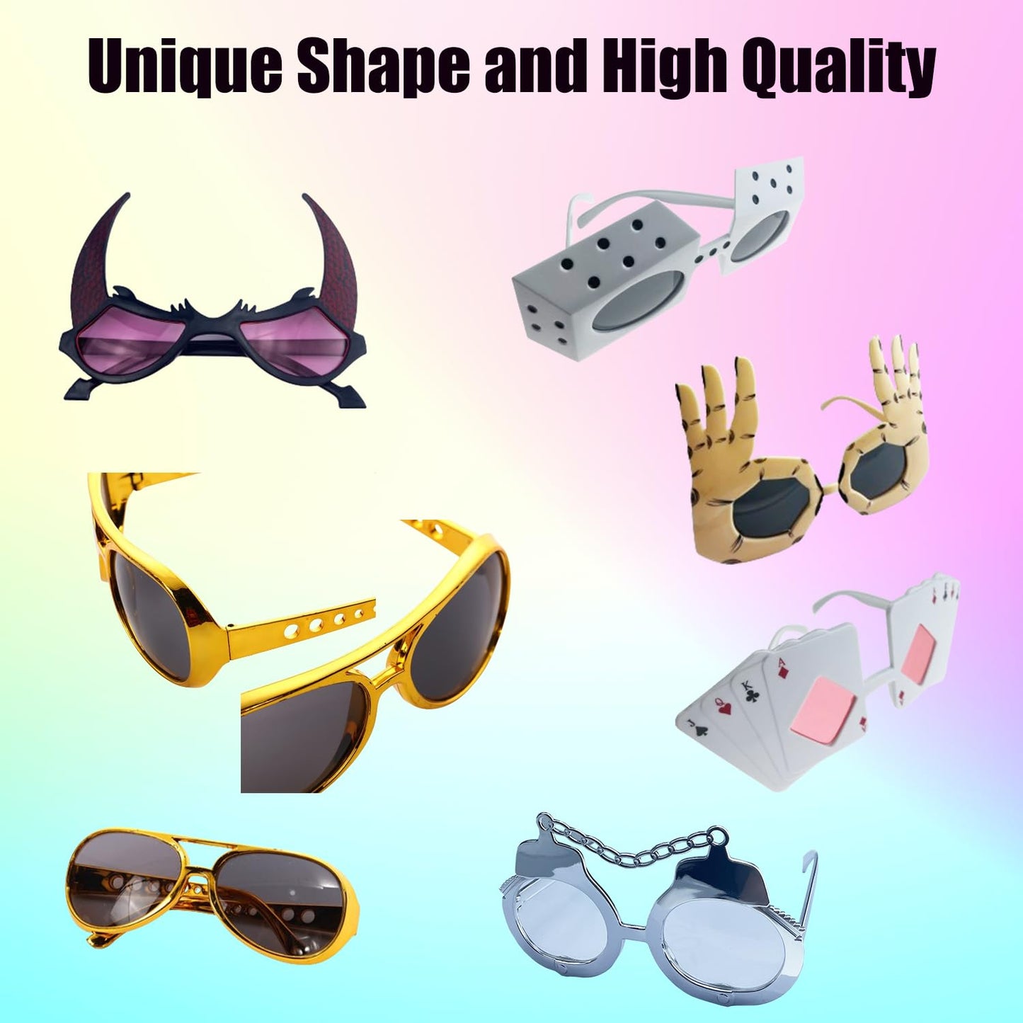 HEYTOP 16 Pack Funny Sunglasses Novelty Party Glassses Masks for Adults Cool Shaped Funny Party Eyeglasses, Photo Booth Props Sunglasses Dress Up Costume Glasses Pack