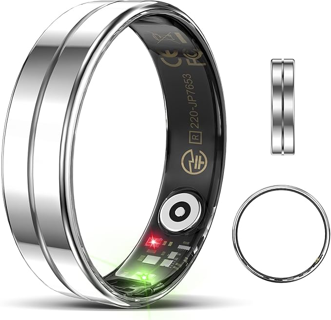 Ultra-Thin Smart Ring for Women Men,Sleep Tracker Ring with Heart Rate, Waterproof Fitness Ring for Activity Monitoring/Steps/Calories,No Subscription Fee,for iSO & Android (Silver, 11)