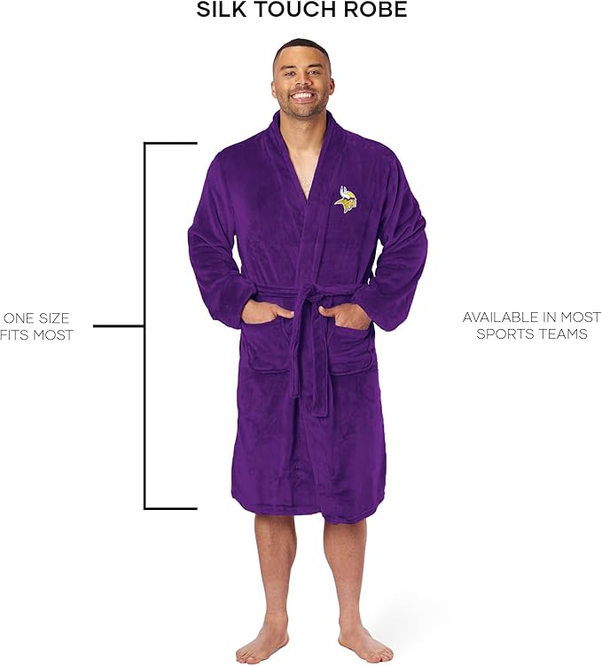 NFL Adult Unisex Silk Touch Bathrobe, Officially Licensed Loungewear, Soft Plush Polyester