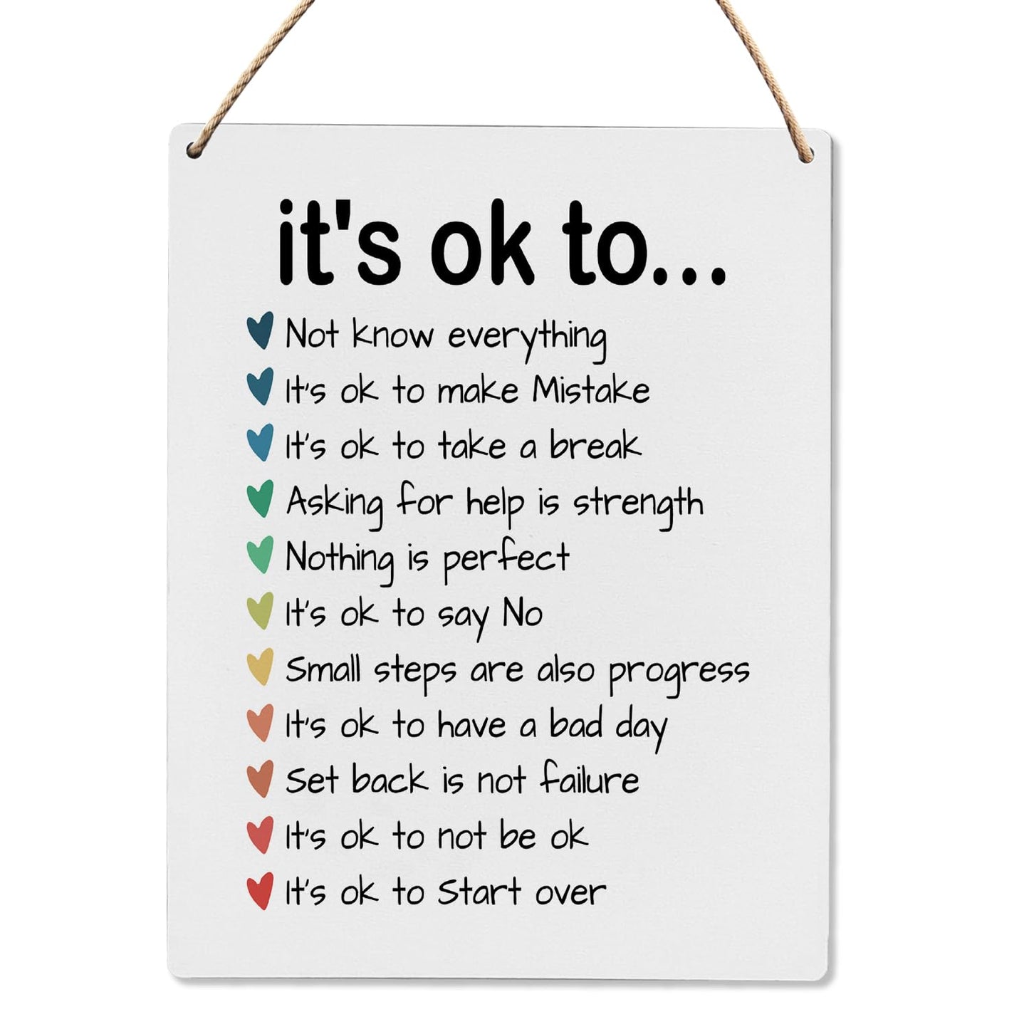 UYIKG Therapist Therapy Office Wall Decor Sign,Nursery Classroom Mental Health Decor,Inspirational Motivational Therapy Wall Decoration Sign for Kids Room Bderoom,It's Okay to Art Decoration,8x10 Inch