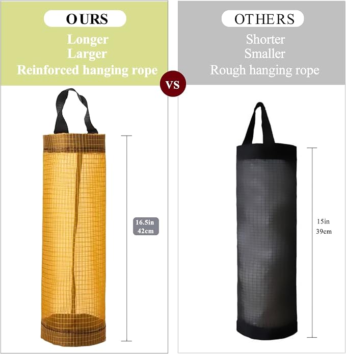 TOGETRUE Plastic Bag Holder, Mesh Grocery Bag Holder Hanging Storage Bag Dispenser (Yellow 2 Packs)