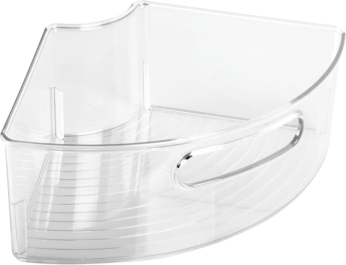 iDesign Plastic Lazy Susan Cabinet Storage Bin, 1/4 Wedge Container for Kitchen, Pantry, Counter, BPA-Free, 12.5 in x 6.75in x 4in Set of 4, Clear