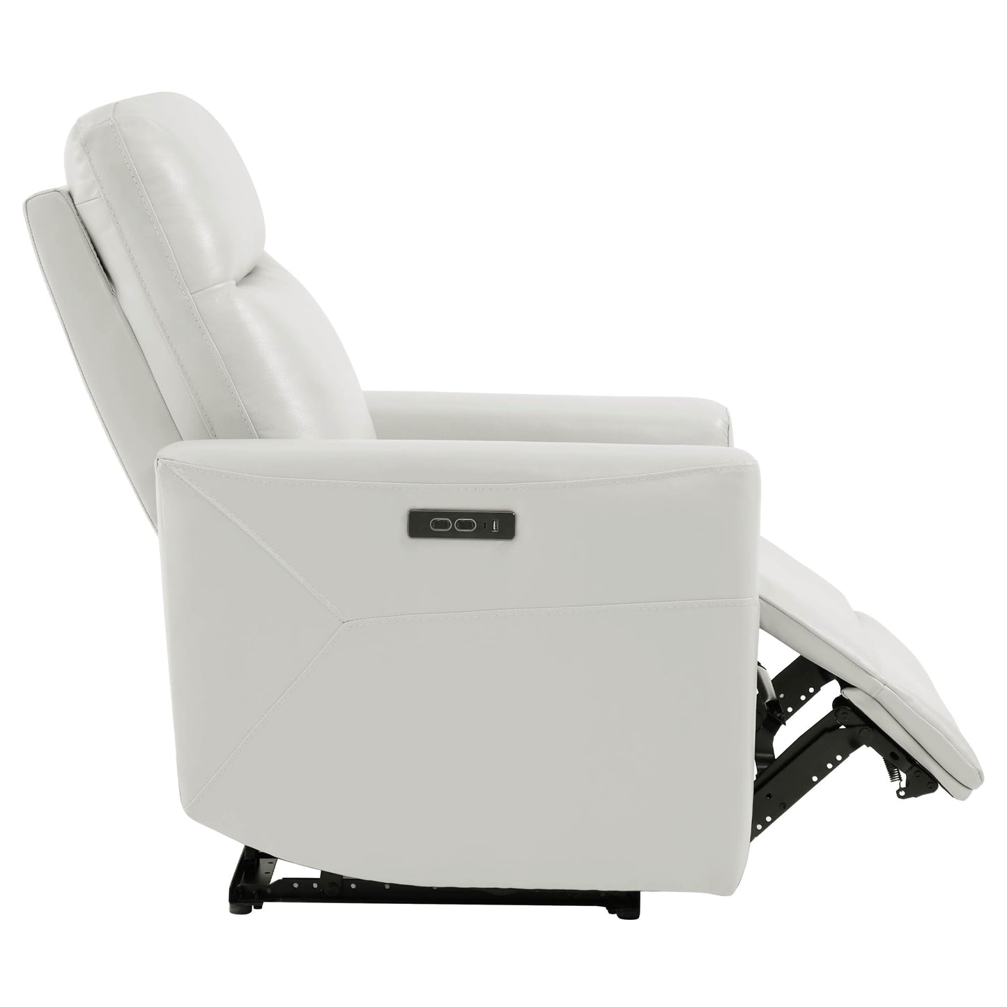 CHITA Leather Power Recliner Chair for Adults, Electric Wall Hugger Recliner for Small Spaces, Modern Living Room and RV Recliner Chair with Power Headrest & Charging Ports, Creamy Grey