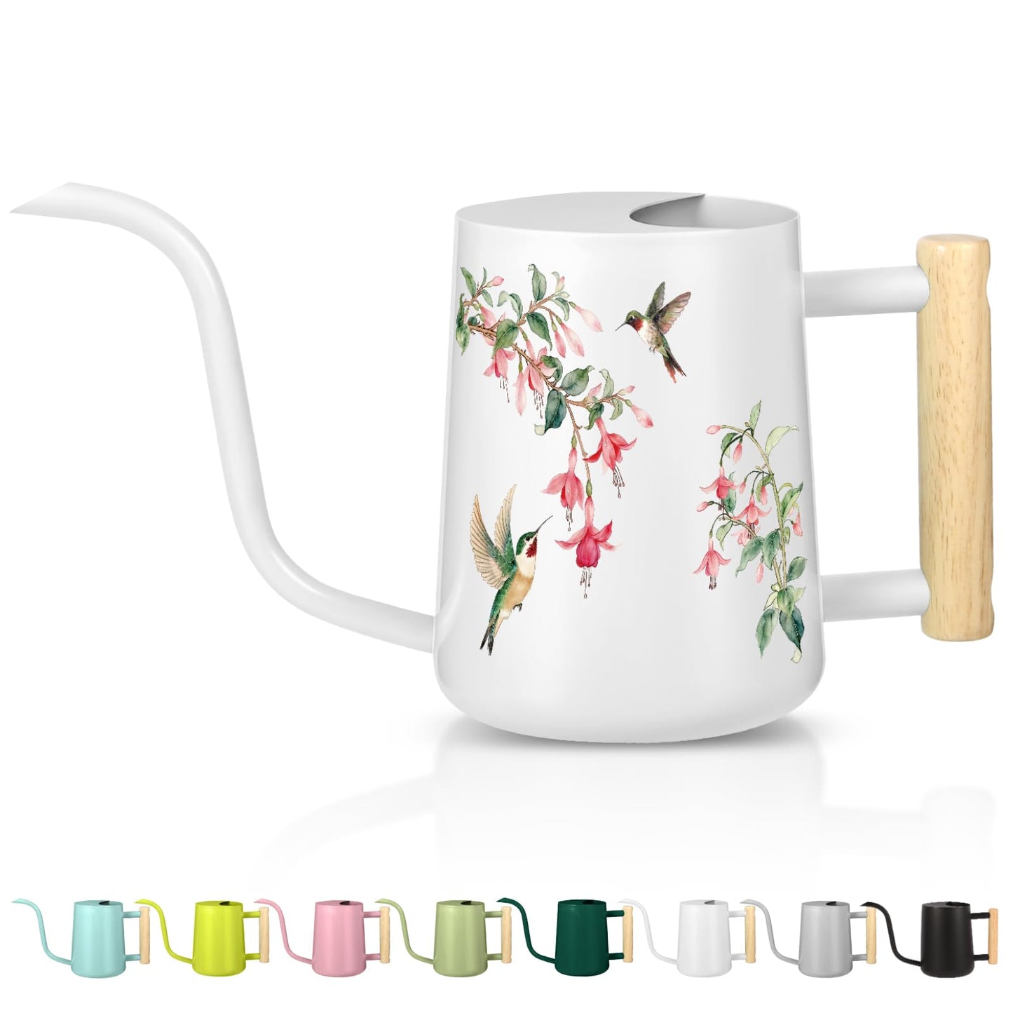Watering Can Indoor Plants, 35oz Small Stainless Steel Metal Watering Can Modern Decorative Watering Pot with Long Spout for Indoor House Plant Bonsai Garden Flowers (White 1)