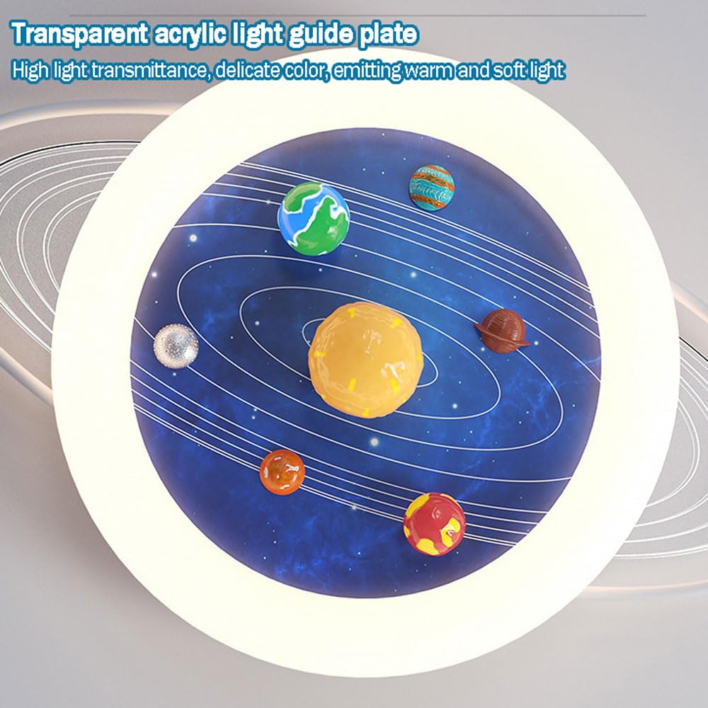 YXTSIMV LED Ceiling Lamp Modern Dimmable Creative (with Remote Control Device) 24.8-inch Universe Planet Acrylic Lampshade Suitable for Children's Room Nursery Kindergarten Girls/Boys Room