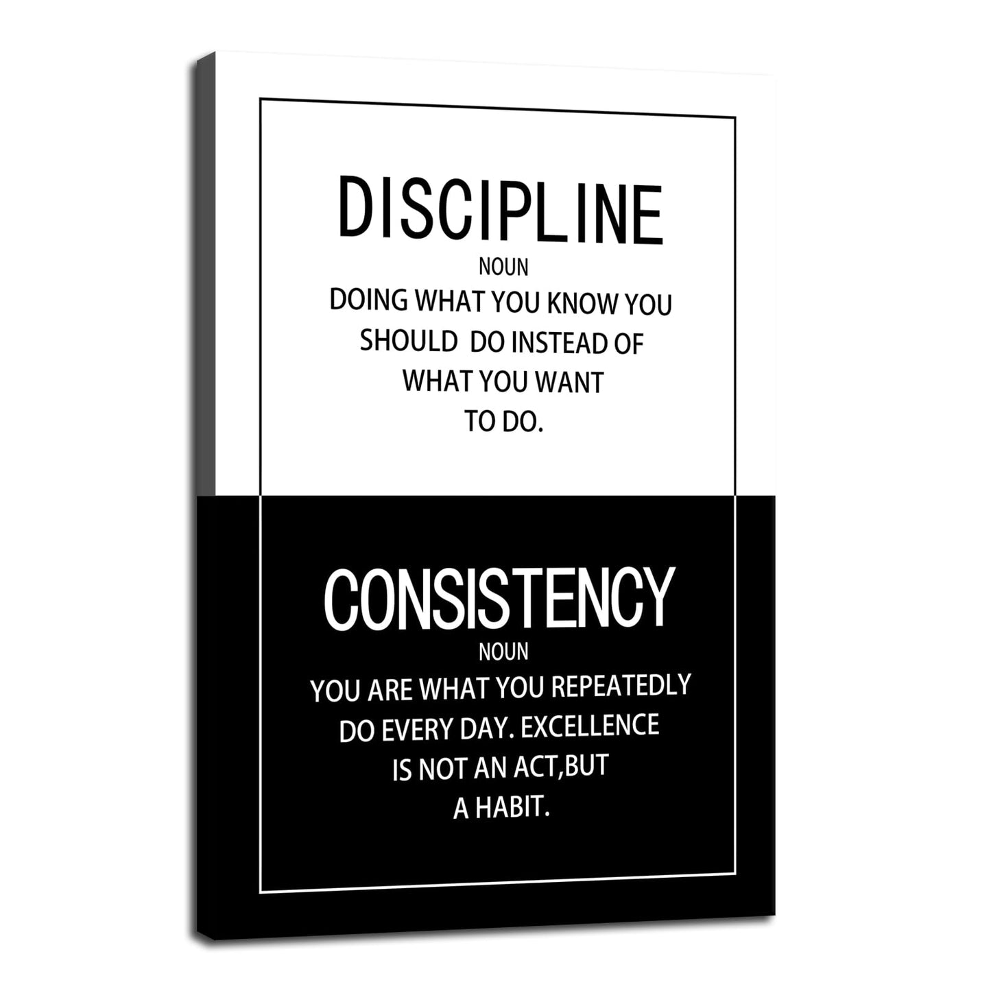 WYJDFART Inspirational Wall Art Discipline Consistency Noun Motivational Posters Picture Prints Canvas Modern Home Decor Painting Artwork for Office Stretched and Framed Ready to Hang [12''W x 18''H]