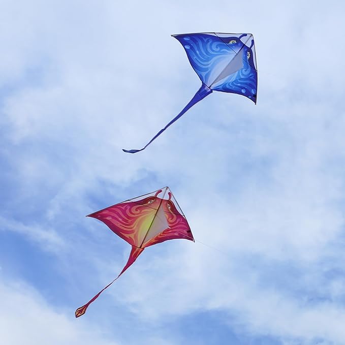 Mint's Colorful Life Devil Fish Kite for Kids and Adults，Easy to Fly Delta Kites Single Line Large, 300ft Kite String Handle Include