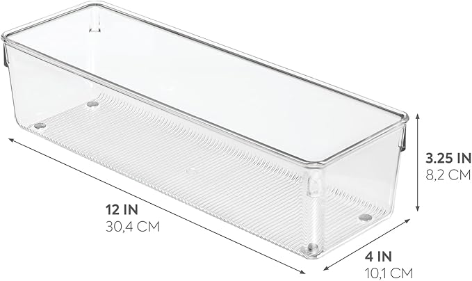 iDesign - 52930 EMW6134167, Medium, Clear | Plastic Storage, For Kitchen, Bathroom, and Desk Drawers