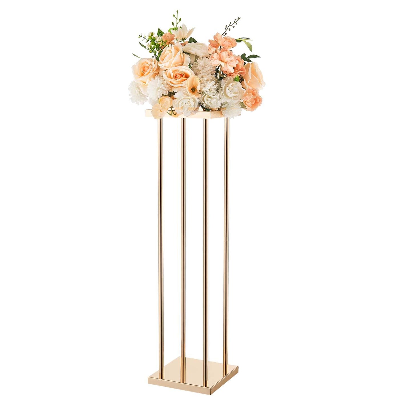 VEVOR Wedding Flower Stand, 10PCS 31.5-inch Column Flower Stand, Floral Stands with Metal Laminate,Cylindrical Cubic Floral Display Rack for Wedding, Party, Birthday, Home,French Gold Stands