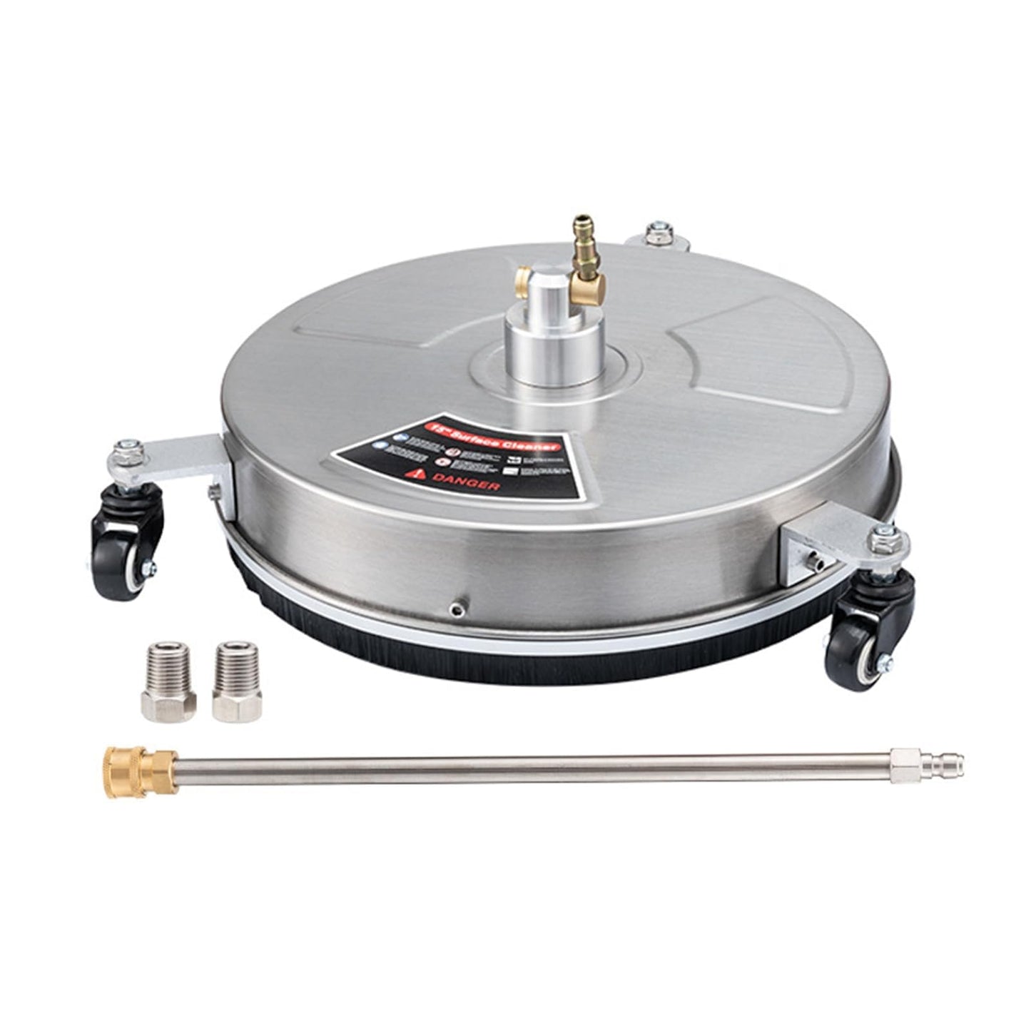Pressure Washer Surface Cleaner with Wheels Stainless Steel Housing Quick Connector Power Washer Surface Cleaner Attachment Stainless Steel