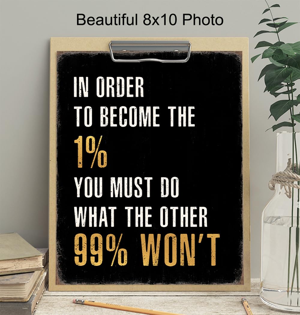 Office Inspirational Quotes Wall Art - Entrepreneur positive Sayings - Home Office Motivational Wall Art, Living room Decor for Men - Encouragement Gifts for Him - Gym Wall Decor, Man cave Accessories