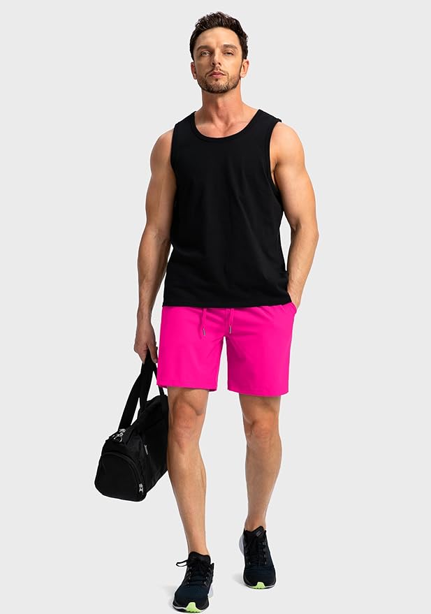 Men's Running Shorts with Zipper Pockets 9 Inch/ 7 Inch / 5 Inch Lightweight Quick Dry Gym Workout Athletic Shorts for Men(7 inch)
