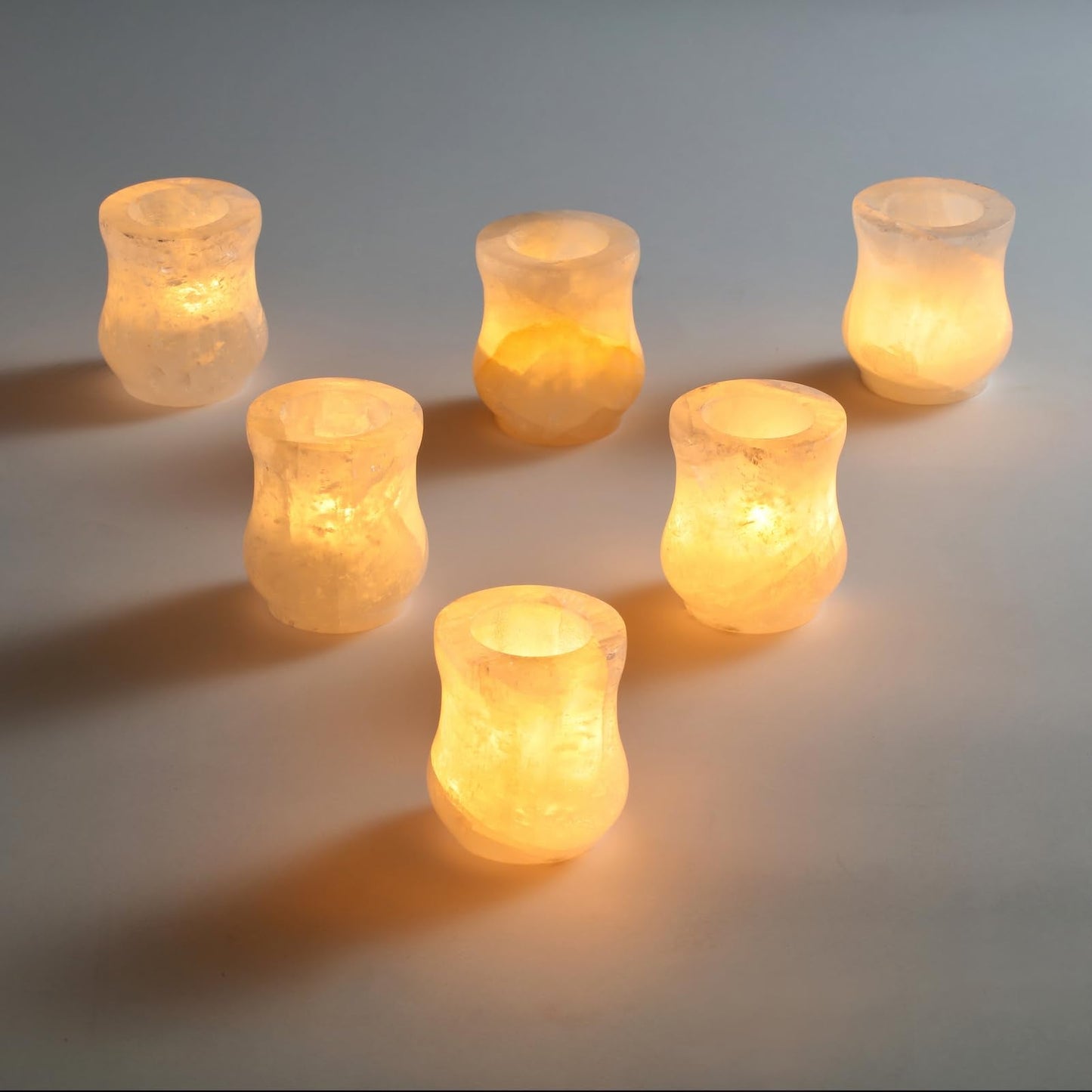 Single Crystal Tealight Candle Holder, 2.8''x3.1'' Votive Candel Holder Handcrafted from Solid Gemstone, Stone Candle Holder for or Weddings Parties, Dinner,Wedding Centerpieces $ Home Decor (Crystal)