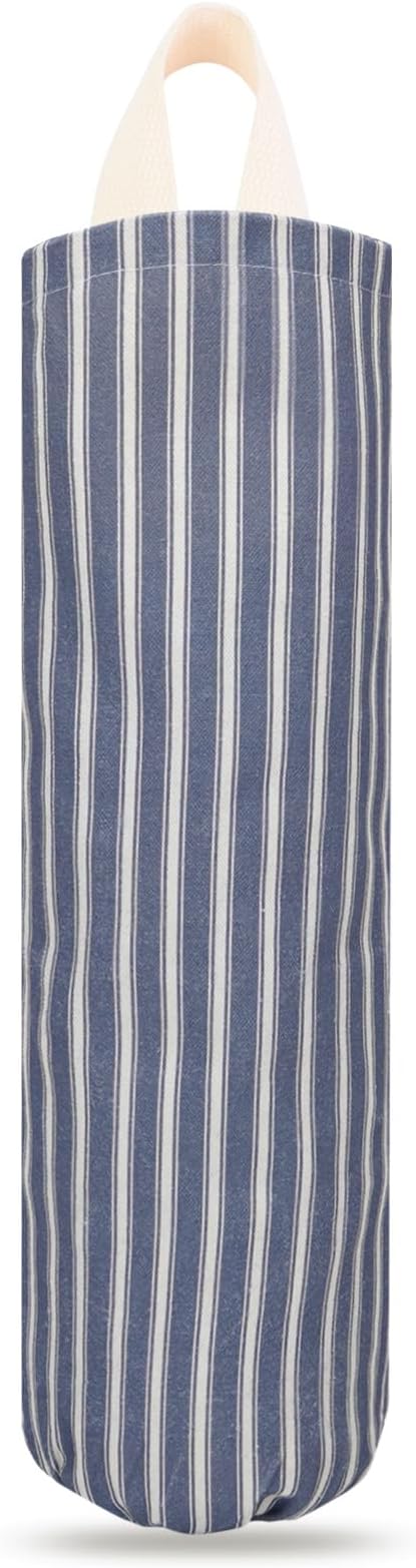 TOGETRUE Plastic Bag Holder, Wall Mount Grocery Bag Holder, Reusable Trash Bag Organizer for Home Kitchen Pantry Decor (Blue-White)