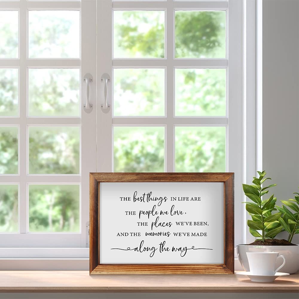 CHDITB The Best Things In Life Framed Wood Sign Plaque(16"×11"), Wooden Wall Table Sign with Scripture Bible Verse Quotes, Vintage Family Sign Housewarming for Home Bedroom Farmhouse Guest Room