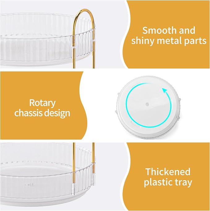 Oifecsie 360° Rotating Makeup Organizer, Large Capacity SkinCare Organizer, 3 Tier Cosmetic Skin Care Perfume Dresser Organizer, Fits Cosmetics, Perfume, Skin Care, Lipstick
