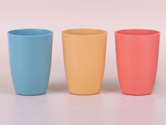 Wheat Straw Reusable Cup (12 oz) - Unbreakable Drinking Glasses Sets - Dishwasher Safe Tumbler - Lightweight, BPA Free and Eco friendly (4 Color)