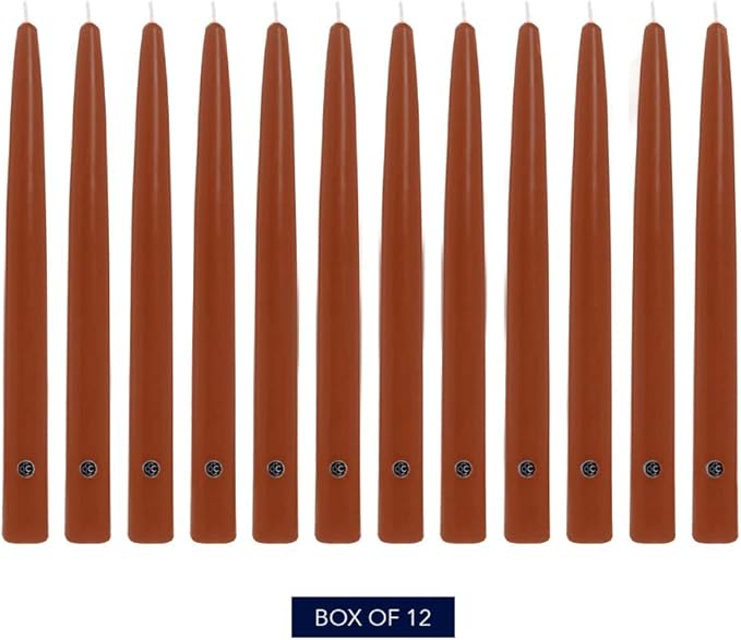 Colonial Candle Unscented Taper Candle, Handipt Collection, Amber, 10 in, Pack of 12 - Up to 8 Hours Burn