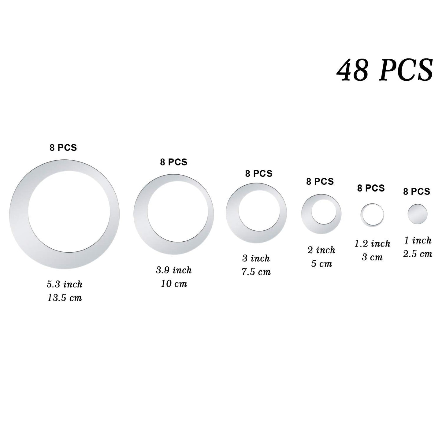 Removable Wall Sticker Decal Acrylic Mirror Setting for Home Living Room Bedroom Decor (Style A, 48 Pieces)
