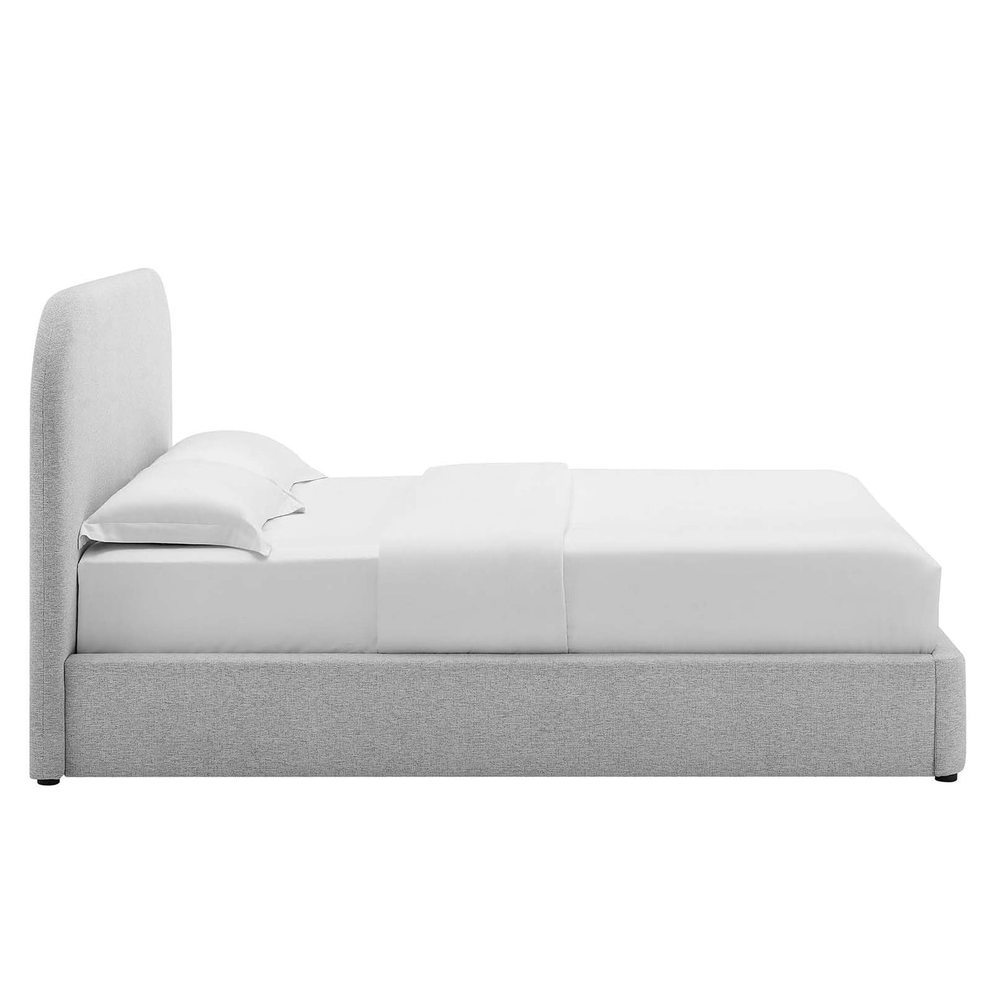Modway Keynote Modern Queen Bed Frame with Curve Shaped Headboard in Heathered Weave Light Gray, Woven Heathered Fabric Upholstery, Queen Size Platform Bed, Soft Cloud Bed Frame, No Box Spring Needed