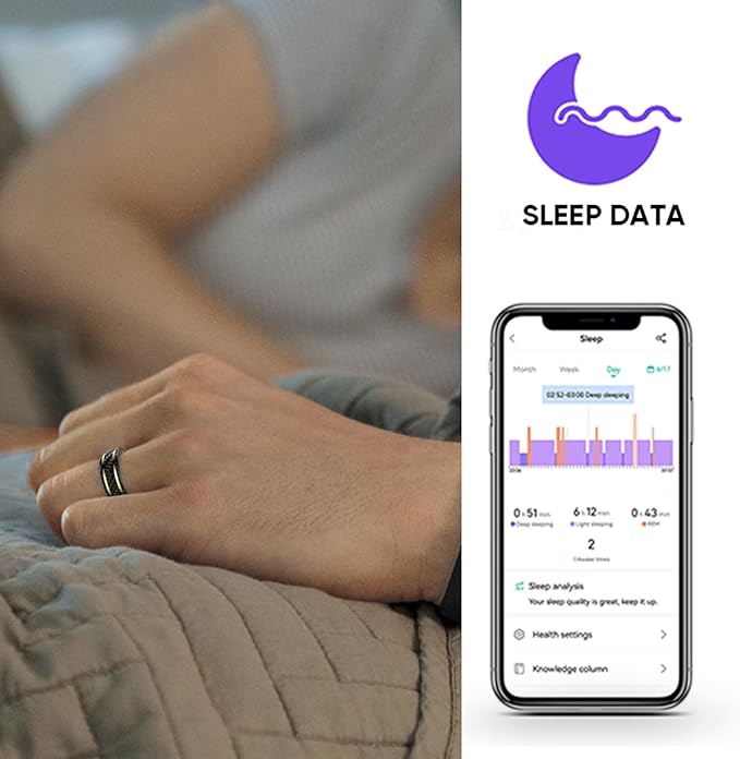Loluka Smart Ring with Step Tracker Health Tracker with Sleep Monitor Heart Rate Monitor Family Care Fitness Ring Fitness Tracker No Subscription Fee for Android iOS Black 11