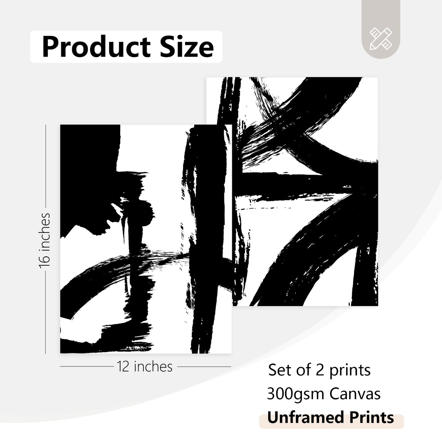 Tocliky Black and White Wall Art Abstract Modern Painting Minimalist Line Canvas Wall Art Decor Black And White Poster Abstract Artwork Prints for Living Room Bedroom 12x16 Inch Unframed Set of 2