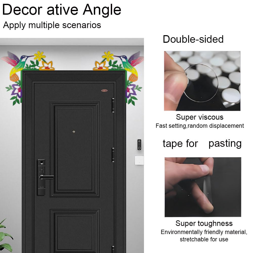 2024 Hand Painted Door Topper, Metal Double Sided Hummingbird Flower Cardinal Flamingo Starfish Leaf Funny Creative Door Frame Topper Corner Silhouette Wall Art Decor for Nature Lovers (Hummingbird)