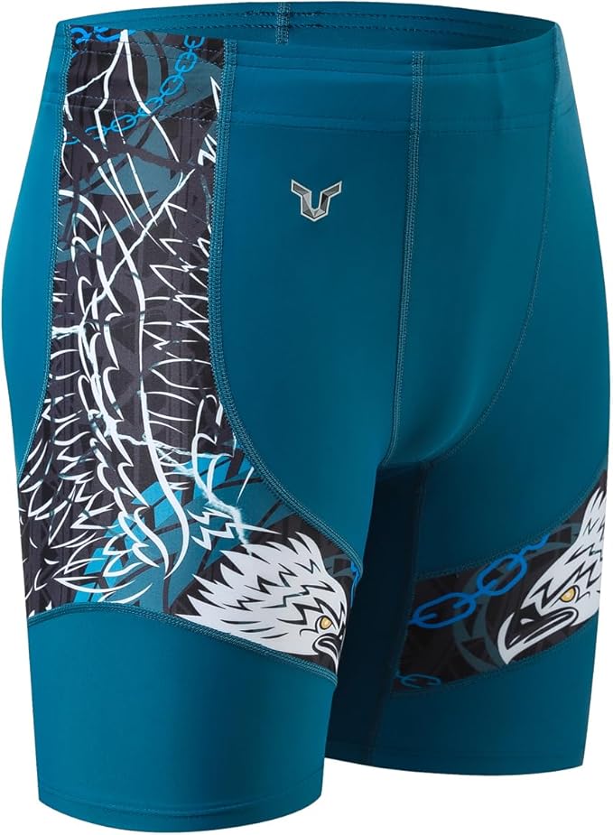 HUGE SPORTS Men's Rash Guard Swim Shorts Compression Swimming Jammer Cool Dry Active Swimsuit Workout Shorts Sports Tights