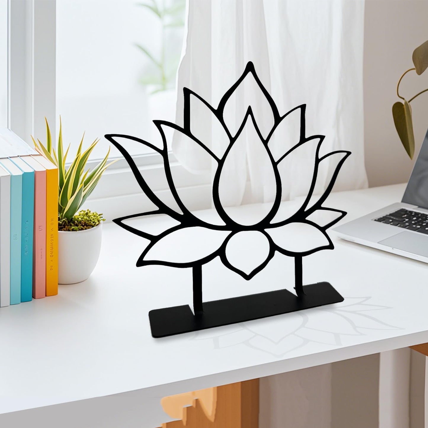 DASIMAT Metal Lotus Flower Tabletop Decor, Lotus Abstract Table Decor, Meditation Accessories, Zen Flower Art, Flower Center Pieces Decoration for Table, Spiritual Gifts