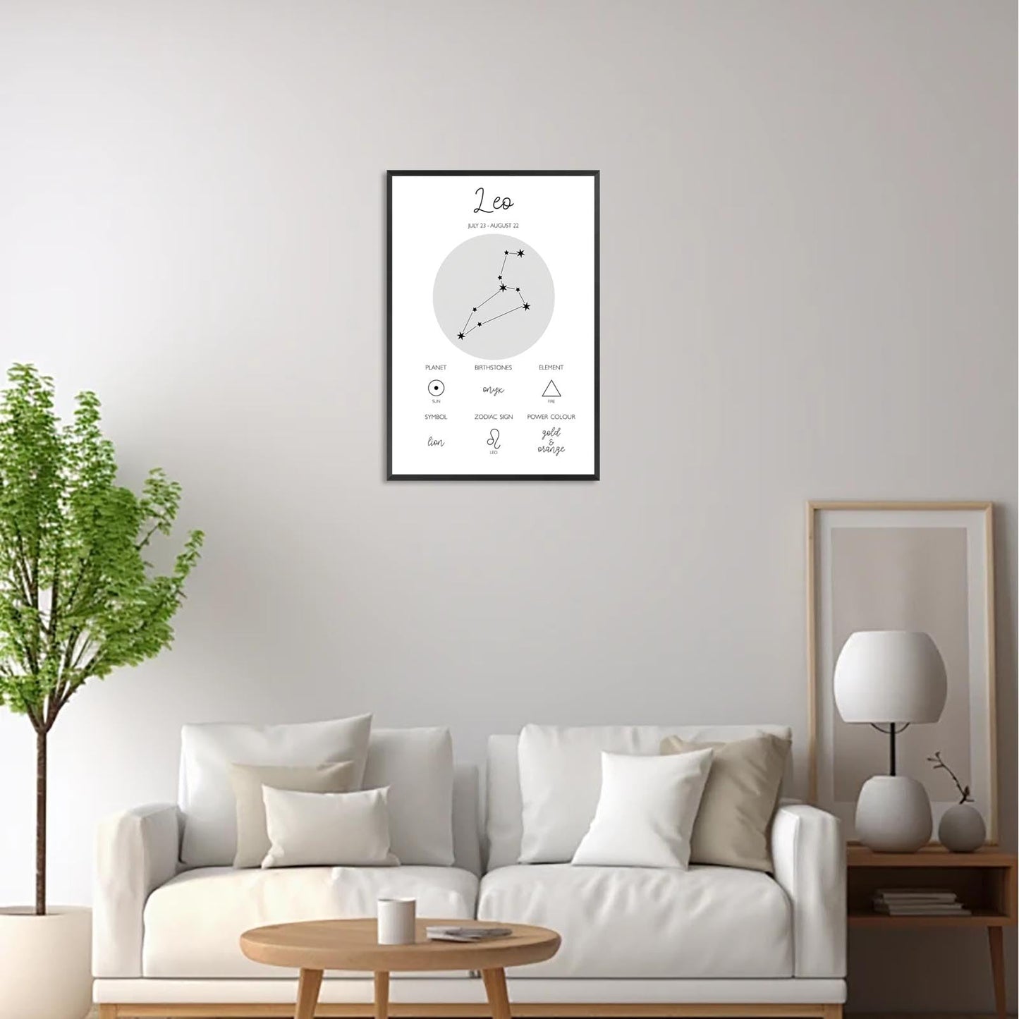 Leo Zodiac Canvas Wall Art Fire Signs Horoscope Poster Constellation Astronomy And Astrology Aesthetic Print Painting For Living Room Bedroom Office Wall Decor 12x16in Unframed