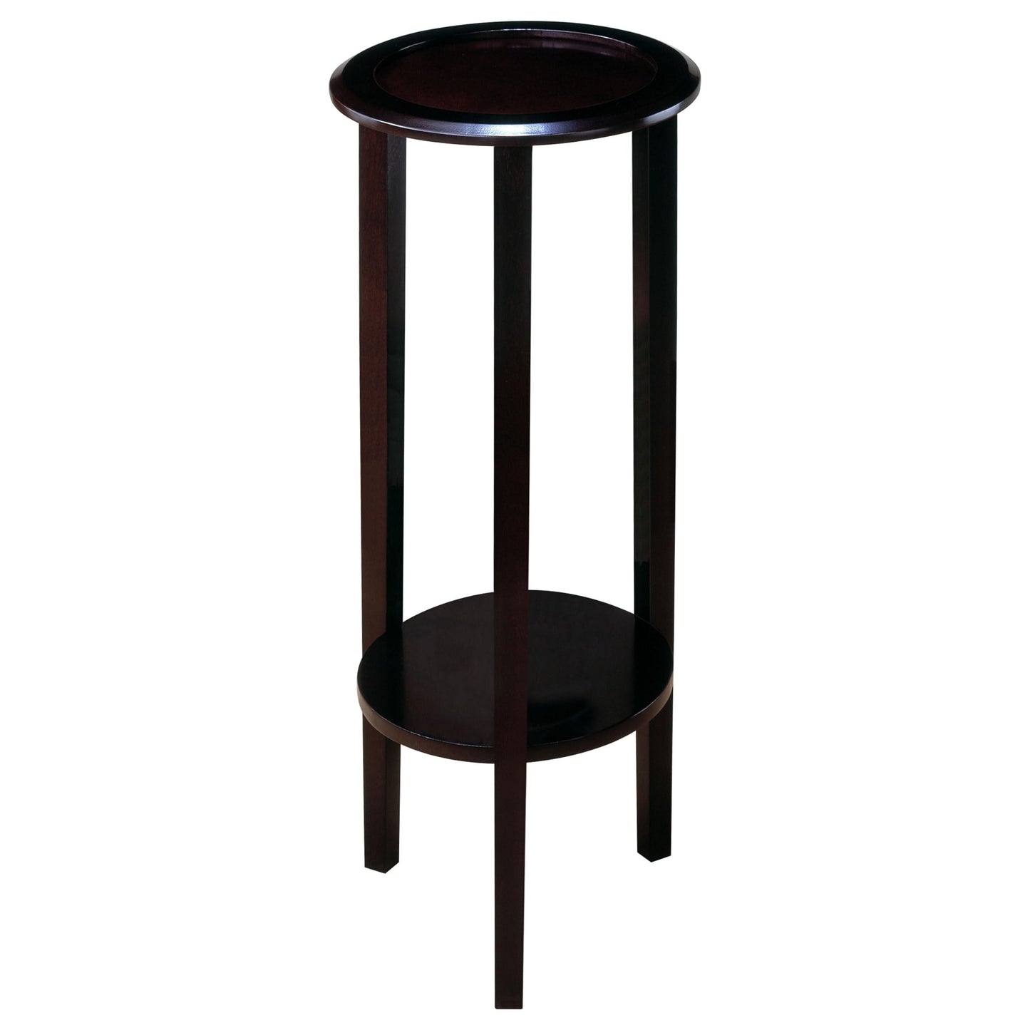 Coaster Home Furnishings - Kirk - Wood - 12-Inch Round Plant Stand with Lower Shelf, Straight Legs - Transitional Style - Living Room or Entryway - Espresso - 900936