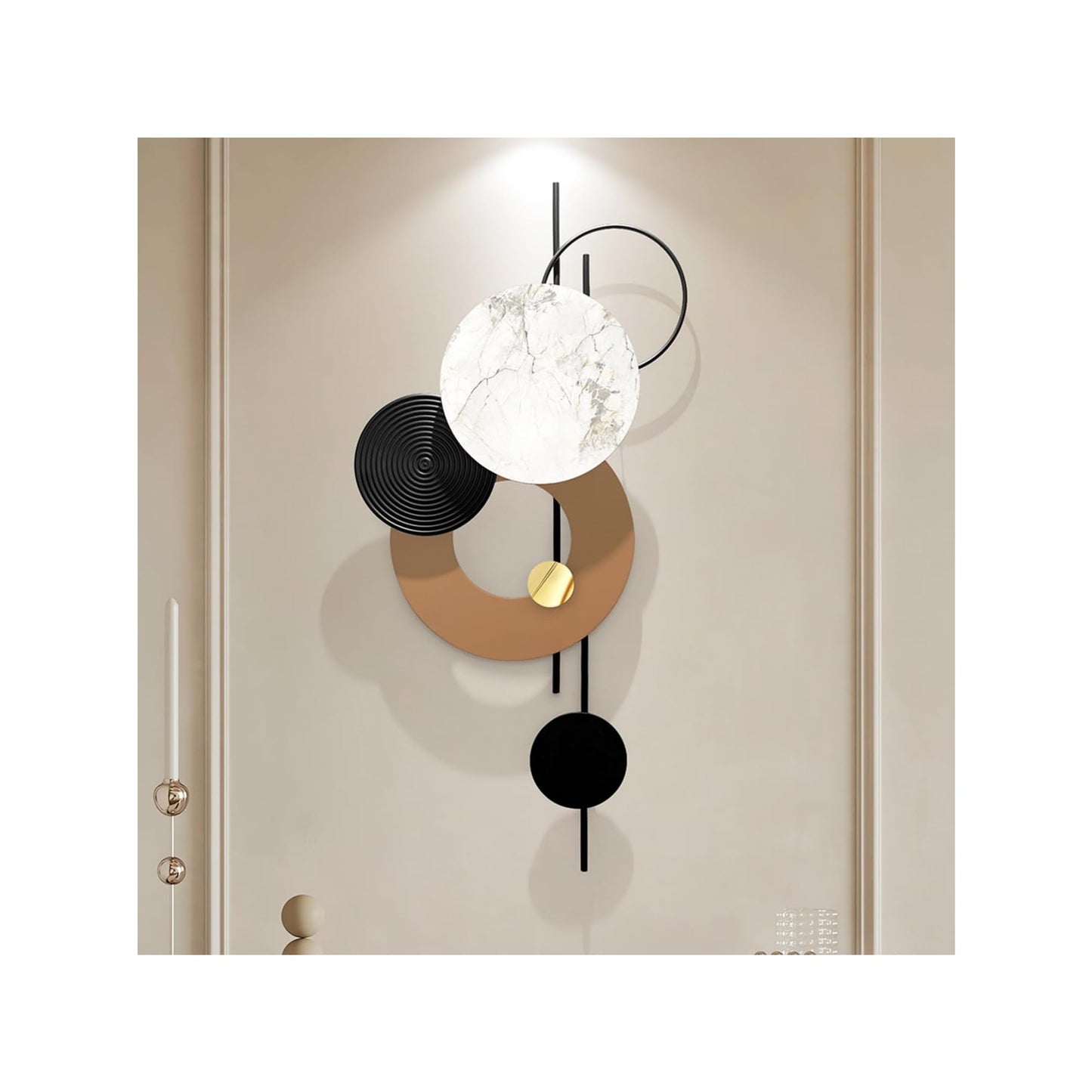 HEBOIX Large Metal Wall Decor Modern Metal Wall Art 3D Wall Sculptures Handmade Wall Hanging Decoration for Living Room Dinning Room Bathroom Entryway Kitchen Office (19''Lx39''W)