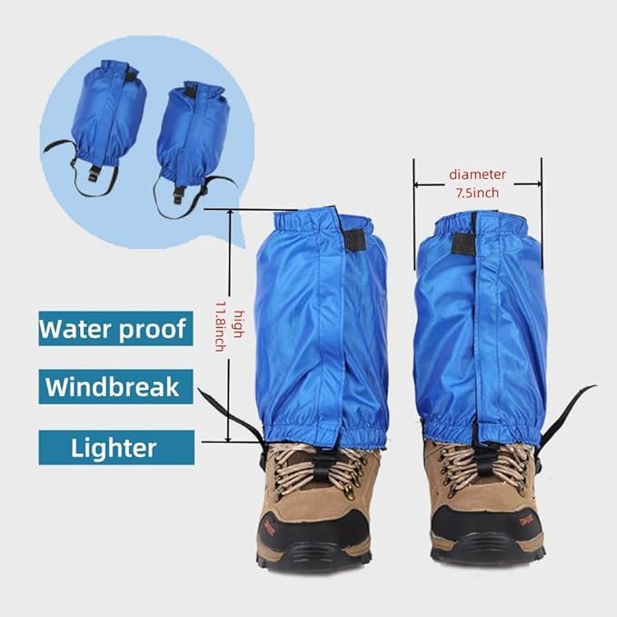 Waterproof Hiking Gaiters,Snow Boot Gaiters with Rubber Foot Strap,Lightweight and Adjustable,for Men and Women Hiking,Skiing,Mountaineering,Walking,etc.