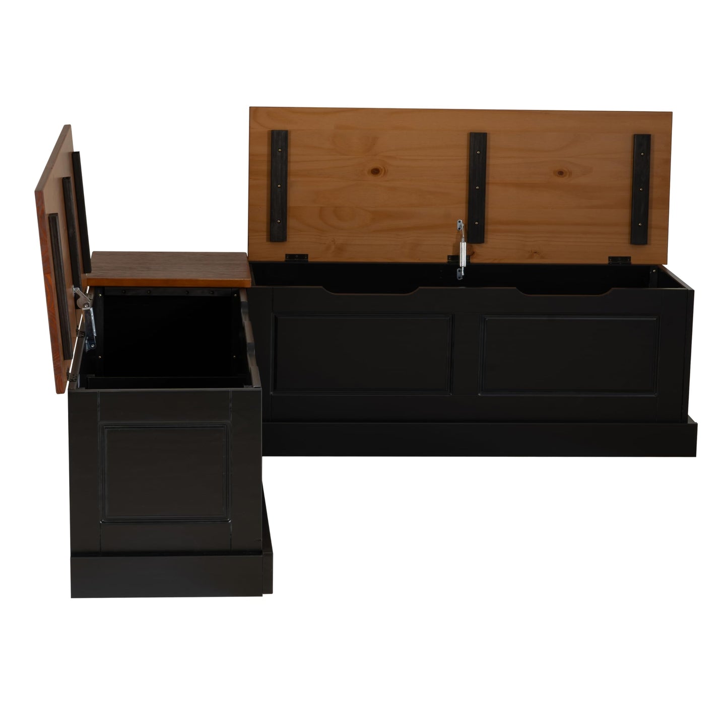 Linon Harris Black and Walnut Backless Kitchen Dining Nook with Hidden Storage Bench Space