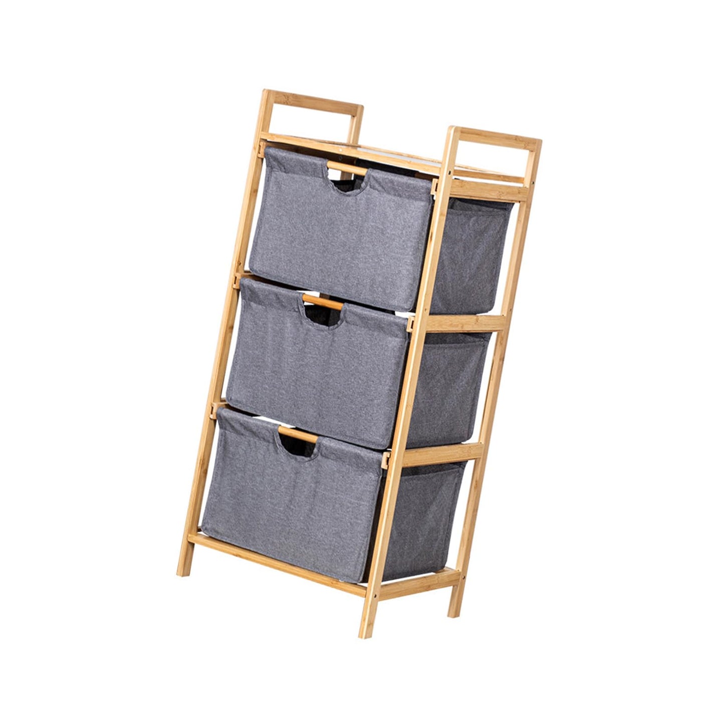 OPPWONG Laundry Basket Organizer, 3 Tier Pull Out Hamper Sorter, Freestanding Clothes Towel Storage Cabinet with Top Shelf Fabric Drawers Unit, Ideal for Small Space, Bathroom & Bedroom (Grey)