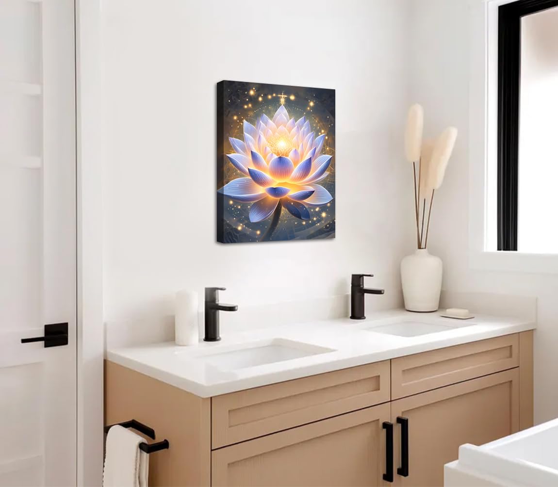 LNLAGBO Framed Spiritual Lotus Flower Wall Art Decor,Zen Office Decor Meditation Poster Spa Room Meditation Wall Decor Pictures for Bathroom Office Yoga Home Decorations(12"X16")