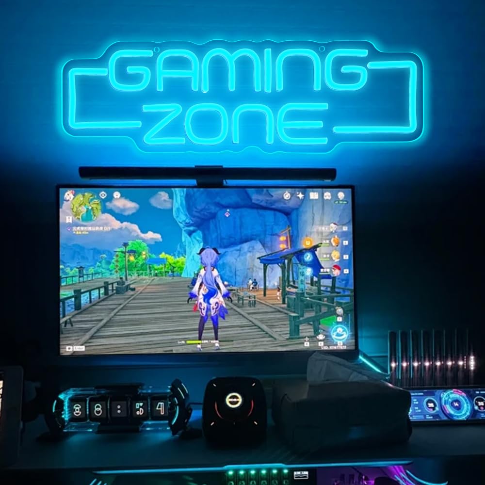 RuCvixkt Gaming Zone Neon Sign,Game Zone Neon Sign for Teens Gamer Room Decor，Gaming Light Neon Sign for Gaming Wall Decor，Led Neon Gaming Sign for Gamer Gifts Boys